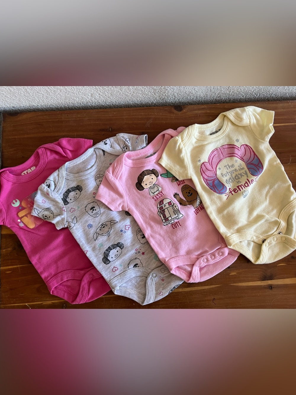 Star Wars Baby One-Piece Bodysuits - Pink, Gray, Yellow, Fuchsia